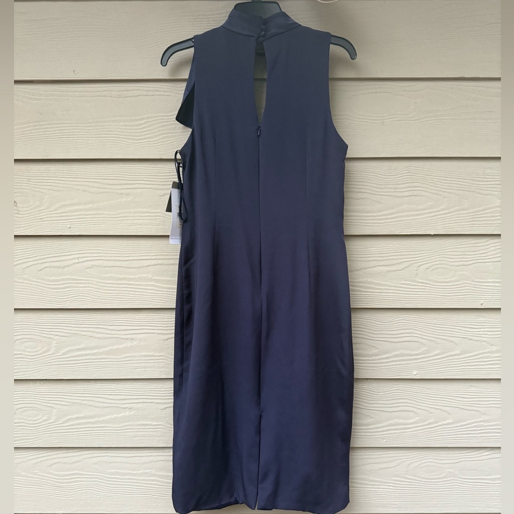Theia sleeveless high neck navy blue dress with ruffles - Picture 10 of 10